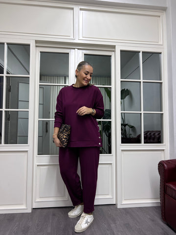 A02185 bordo çıtçıtlı modal kumaş eşofman takımı