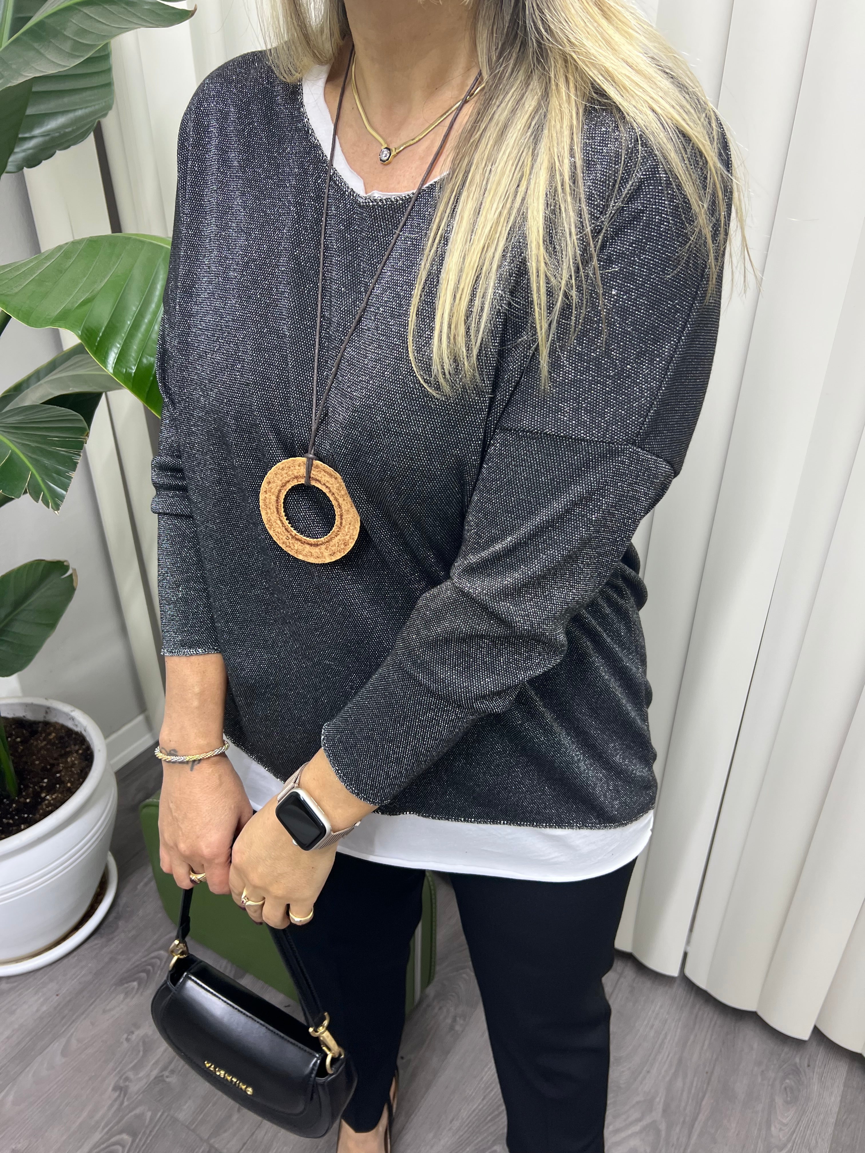A01696 simli içi askılı standart bluz