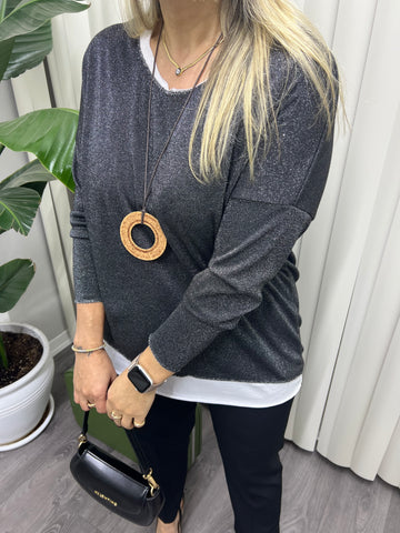 A01696 simli içi askılı standart bluz