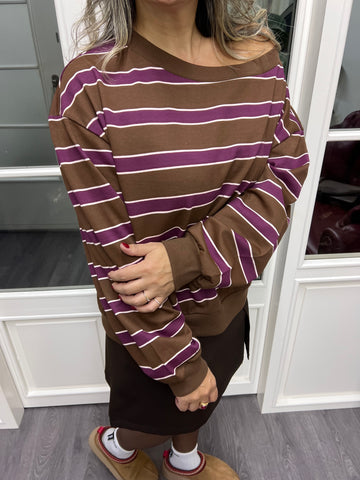 A02091 çizgili bordo sweat