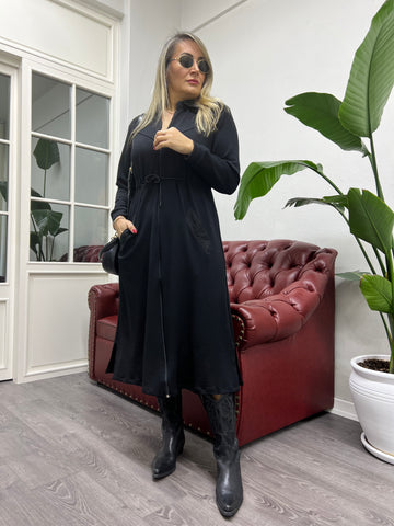 A01719 fermuarlı cepli likra elbise
