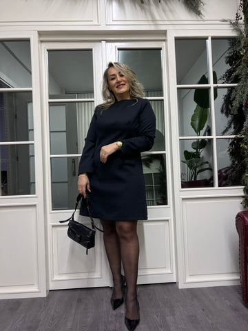 A02256 siyah  fiyonklu elbise