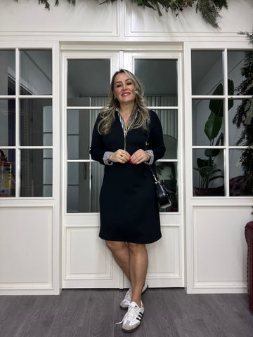 A02336 yaka çizgili fermuarlı Likralı