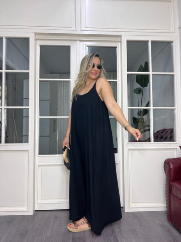 A02627 askılı maxi boy bol kesim elbise
