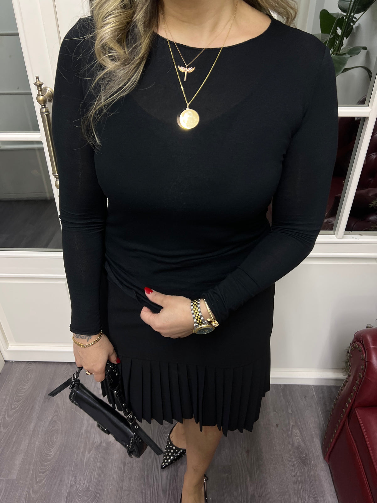 A02302 siyah pamuklu bluz