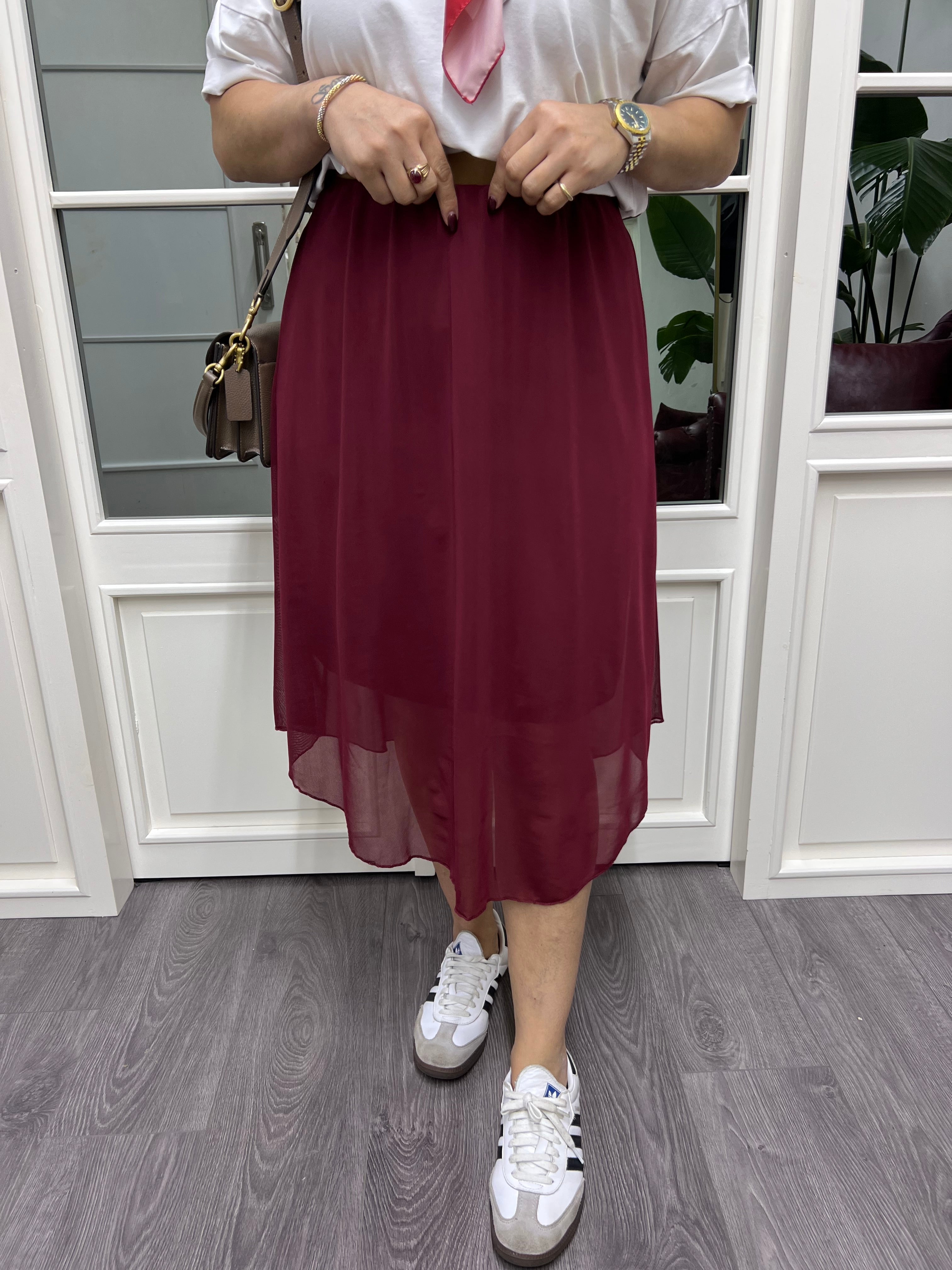 A01798 beli lastikli bordo tül etek