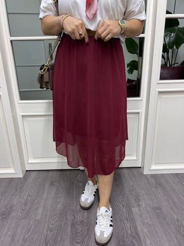 A01798 beli lastikli bordo tül etek