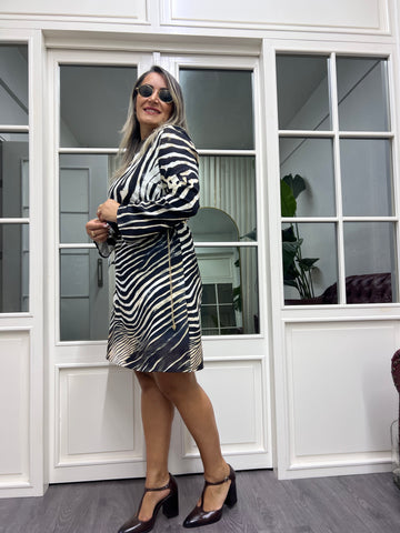 A02064 zebra desen dokuma elbise