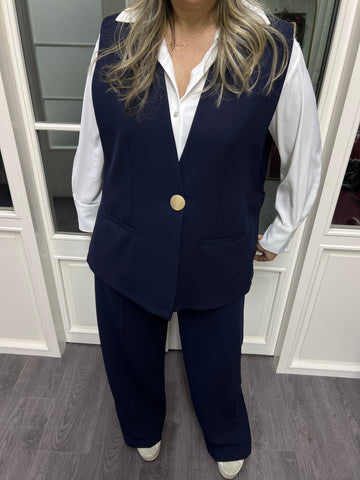 A02230 lacivert tek düğme yelek