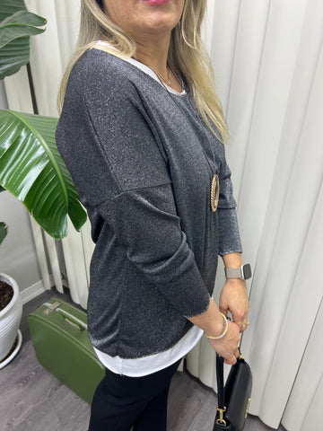 A01696 simli içi askılı standart bluz