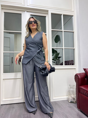 A01927 beli lastikli antrasit bol pantolon