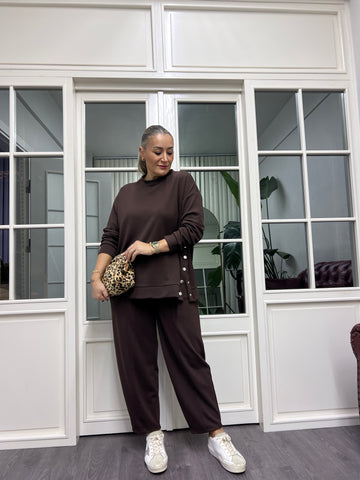 A02183 kahve modal kumaş eşofman takımı