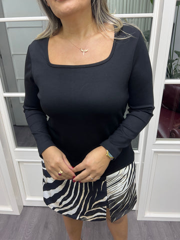 A02097 kare yaka modal likralı bluz