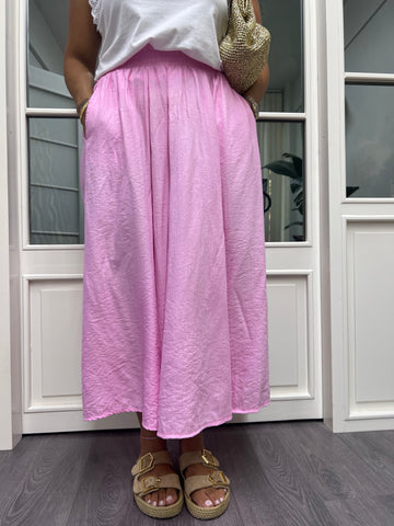 A02038 beli lastikli pembe crep etek