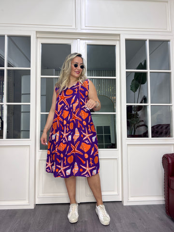 A01901 patterned viscose thread dress