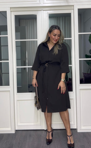 A02309 kahve premium gömlek elbise