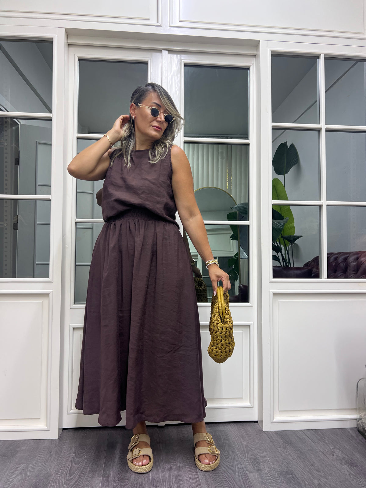 A02019 kahve tensel kumaş takım