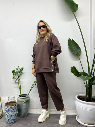 A01601 kahve likralı modal kumaş eşofman