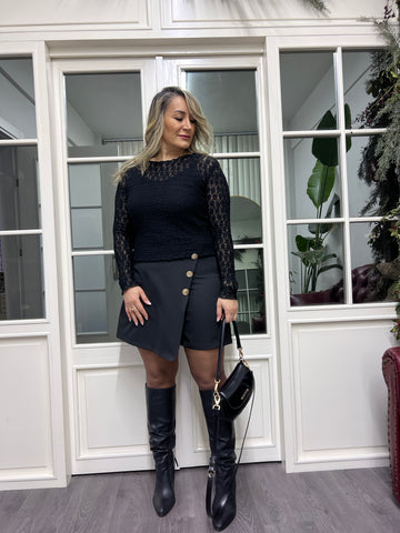 A02251 düğmeli şort etek