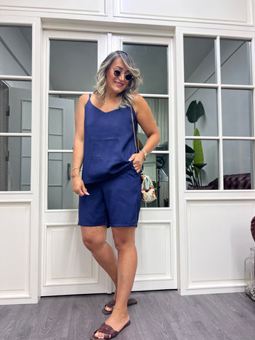 A01993 lacivert askılı tensel kumaş takım