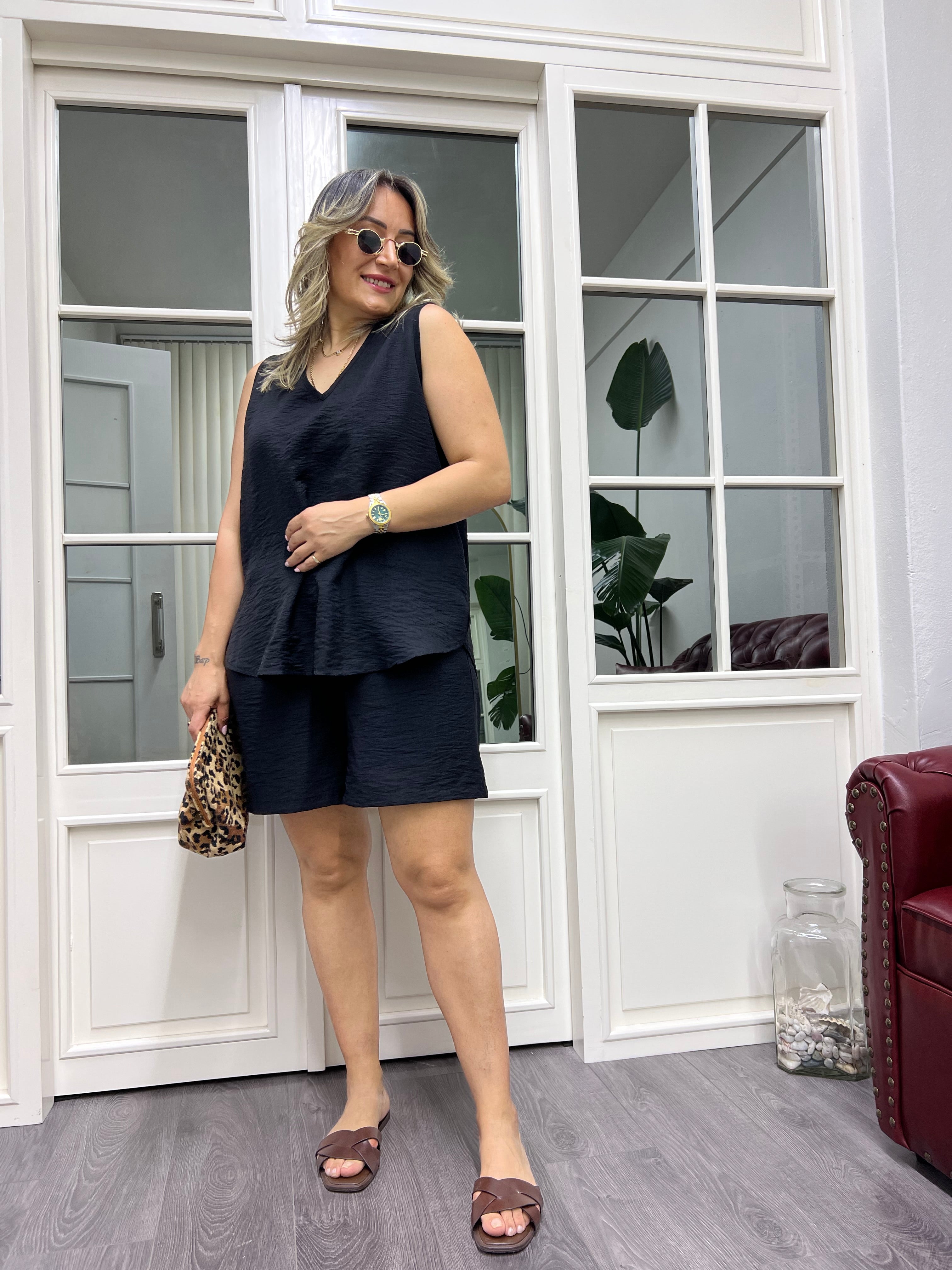 A01919 şort bluz takım