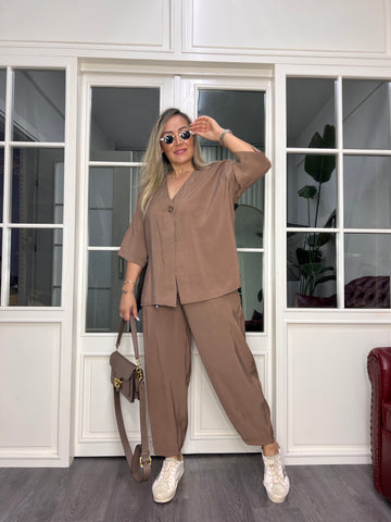 A02636 tensel dökümlü kumaş crep takım